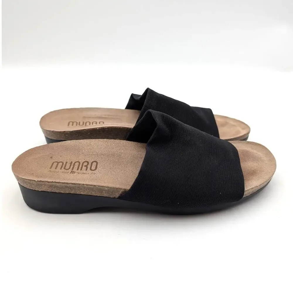 Munro Casita Slide Sandal Open Toe Women's Black/Beige Size US7M EU37.5
